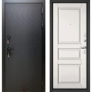 Входная железная дверь Мастино Масс-90 Черный матовый 9S-181/Белый софт 9SD-2