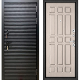 Входная железная дверь Мастино Масс-90 Черный матовый 9S-181/Ларче бьянко 9S-111