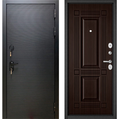 Стальная дверь Мастино Масс-90 Черный матовый 9S-181/Ларче темный 9S-104