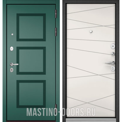 Входная дверь Мастино TRUST MASS Авокадо Веллюто 9S-192/Белый софт 9S-130
