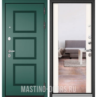Металлическая дверь с зеркалом Мастино TRUST MASS Авокадо Веллюто 9S-192/Белый софт 9S-164