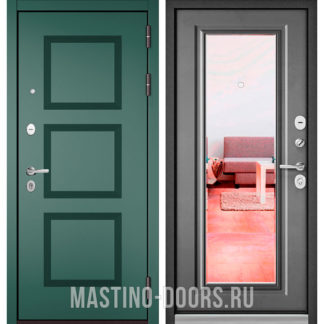 Стальная дверь с зеркалом Мастино TRUST MASS Авокадо Веллюто 9S-192/Бетон серый 9S-140