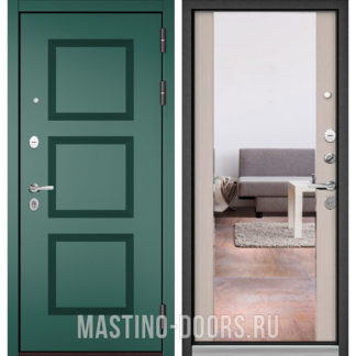 Входная дверь с зеркалом Мастино TRUST MASS Авокадо Веллюто 9S-192/Дуб шале белый 9S-164