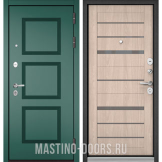 Стальная дверь со стеклом Мастино TRUST MASS Авокадо Веллюто 9S-192/Ясень ривьера Айс CR-1