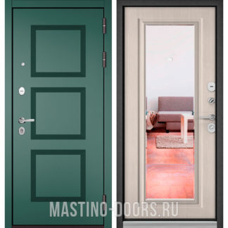 Входная дверь с зеркалом Мастино TRUST MASS Авокадо Веллюто 9S-192/Ларче бьянко 9S-140