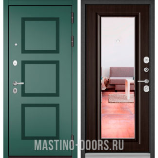 Металлическая дверь с зеркалом Мастино TRUST MASS Авокадо Веллюто 9S-192/Ларче шоколад 9S-140