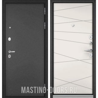 Железная дверь Мастино Mass-90 Букле антрацит/Белый софт 9S-130