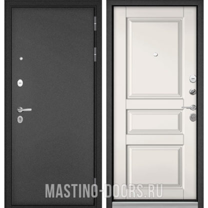 Стальная дверь Мастино Mass-90 Букле антрацит/Белый софт 9SD-2