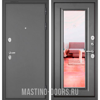 Стальная дверь Мастино Траст Масс Букле графит/Бетон серый 9P-140 с зеркалом