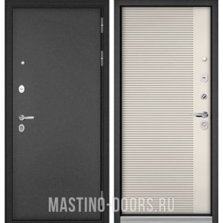 Стальная входная дверь Мастино Масс-90 Букле антрацит/Эмаль молоко 9S-160
