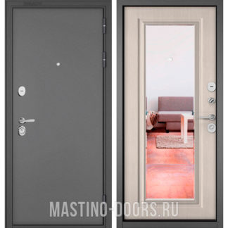 Металлическая дверь с зеркалом Мастино TRUST MASS Букле графит/Ларче бьянко 9P-140