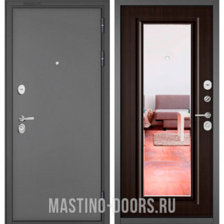 Входная дверь с зеркалом Мастино TRUST MASS Букле графит/Ларче шоколад 9P-140