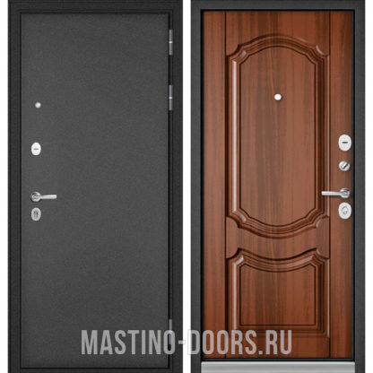 Стальная дверь Мастино Mass-90 Букле антрацит/Орех лесной 9SD-4