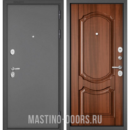 Стальная входная дверь Мастино TRUST MASS Букле графит/Орех лесной 9SD-4