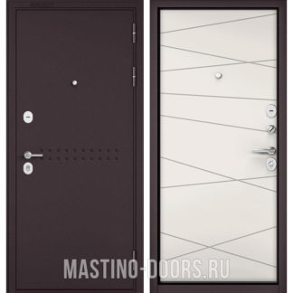 Металлическая дверь Мастино Mass-90 Букле шоколад R-4/Белый софт 9S-130