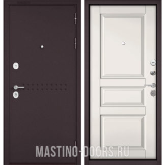 Входная дверь Мастино Mass-90 Букле шоколад R-4/Белый софт 9SD-2