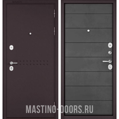 Входная стальная дверь Мастино Mass-90 Букле шоколад R-4/Бетон темный 9S-135