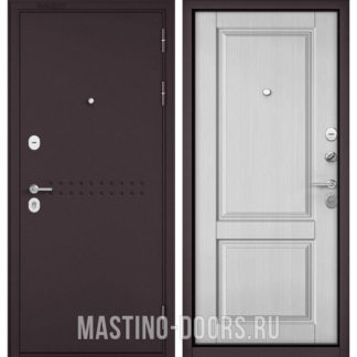 Входная дверь Мастино Mass-90 Букле шоколад R-4/Дуб белый матовый 9SD-1