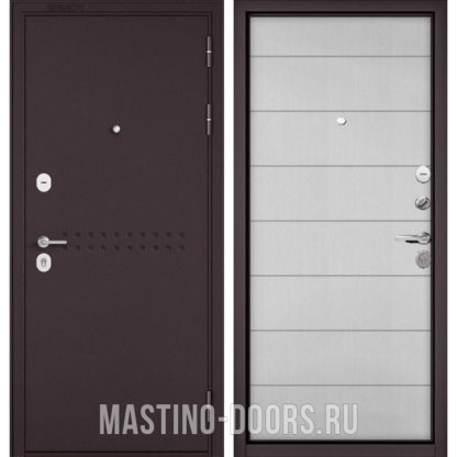 Входная дверь Мастино Масс-90 Букле шоколад R-4/Дуб белый скандинавский 9S-135