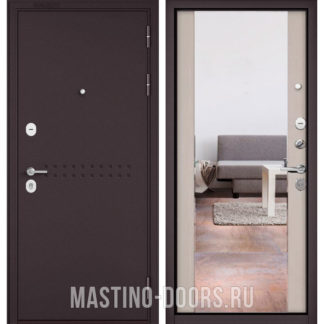 Металлическая дверь Мастино Масс-90 Букле шоколад R-4/Дуб шале белый 9S-164