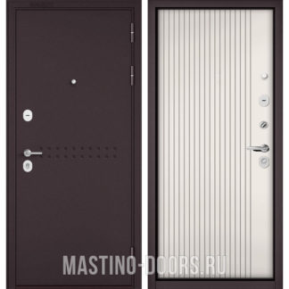 Стальная дверь Мастино Масс-90 Букле шоколад R-4/Эмаль белоснежная 9S-161