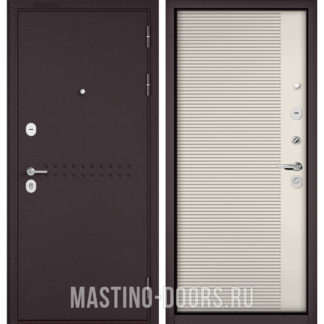 Металлическая дверь Мастино Масс-90 Букле шоколад R-4/Эмаль молоко 9S-160