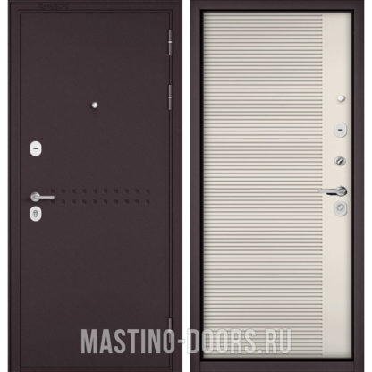 Металлическая дверь Мастино Масс-90 Букле шоколад R-4/Эмаль молоко 9S-160