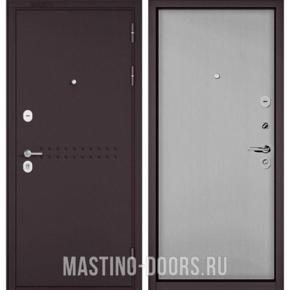 Железная дверь Мастино Mass-90 Букле шоколад R-4/Эмаль светло-серая 9S-100