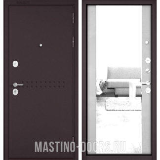 Железная дверь Мастино Масс-90 Букле шоколад R-4/Эмаль светло-серая 9S-164