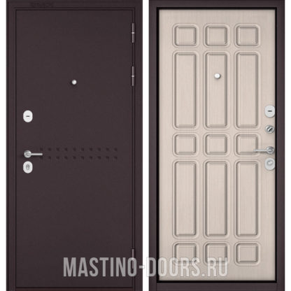Стальная дверь Мастино Mass-90 Букле шоколад R-4/Ларче бьянко 9S-111