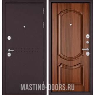 Входная железная дверь Мастино Mass-90 Букле шоколад R-4/Орех лесной 9SD-4
