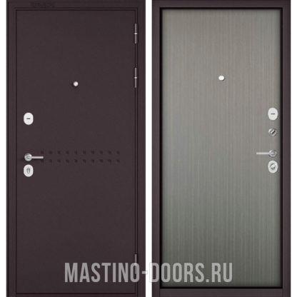 Стальная входная дверь Мастино Mass-90 Букле шоколад R-4/Орех пепельный 9S-100