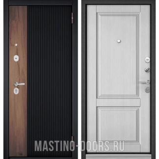 Металлическая дверь Мастино TRUST MASS Черный матовый 9S-401ГМ/Дуб белый матовый 9SD-1