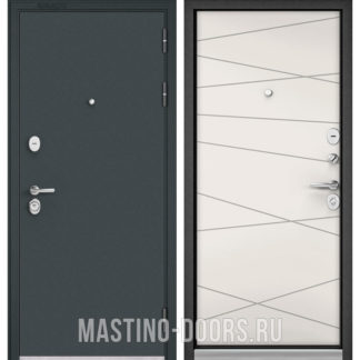 Металлическая входная дверь Мастино TRUST MASS Черный муар металлик/Белый софт 9S-130