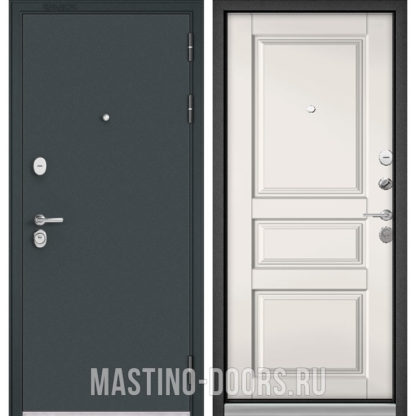 Стальная дверь Мастино TRUST MASS Черный муар металлик/Белый софт 9SD-2