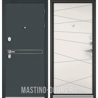 Стальная дверь Мастино TRUST MASS Черный шелк D-4/Белый софт 9S-130