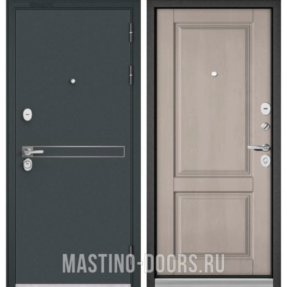 Железная дверь Мастино TRUST MASS Черный шелк D-4/Дуб шале белый 9SD-1