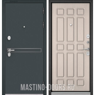 Светлая металлическая дверь Мастино TRUST MASS Черный шелк D-4/Ларче бьянко 9S-111