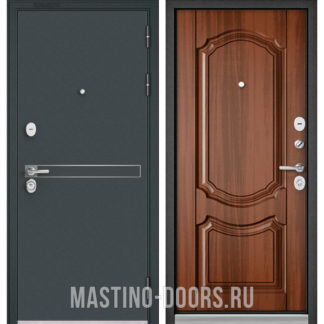 Входная железная дверь Мастино TRUST MASS Черный шелк D-4/Орех лесной 9SD-4