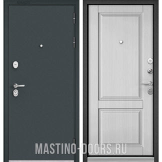 Металлическая дверь Мастино TRUST MASS Черный муар металлик/Дуб белый матовый 9SD-1
