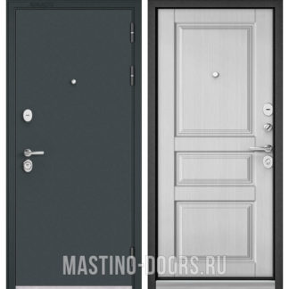 Входная дверь в квартиру Мастино TRUST MASS Черный муар металлик/Дуб белый матовый 9SD-2