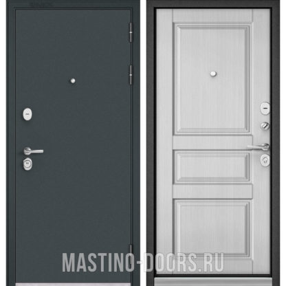 Входная дверь в квартиру Мастино TRUST MASS Черный муар металлик/Дуб белый матовый 9SD-2