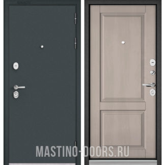 Стальная дверь Мастино TRUST MASS Черный муар металлик/Дуб шале белый 9SD-1
