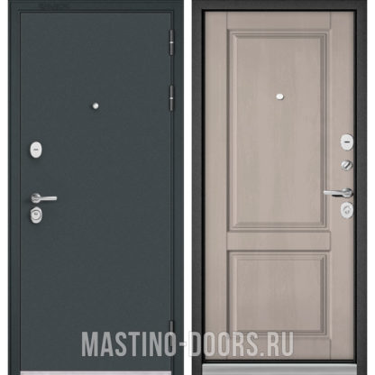 Стальная дверь Мастино TRUST MASS Черный муар металлик/Дуб шале белый 9SD-1
