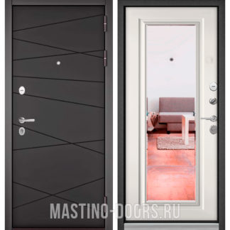 Входная дверь с зеркалом Мастино Trust Mass Графит софт 9S-130/Белый софт 9S-140