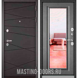 Стальная дверь с зеркалом Мастино Trust Mass Графит софт 9S-130/Бетон серый 9S-140
