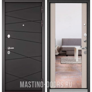 Стальная входная дверь с зеркалом Мастино Trust Mass Графит софт 9S-130/Дуб шале белый 9S-164