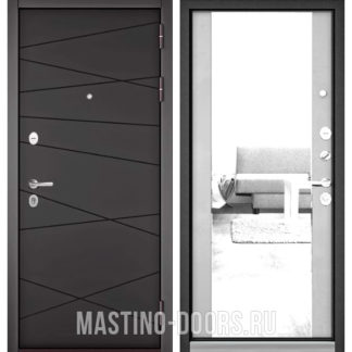 Стальная дверь с зеркалом Мастино Trust Mass Графит софт 9S-130/Эмаль светло-серая 9S-164