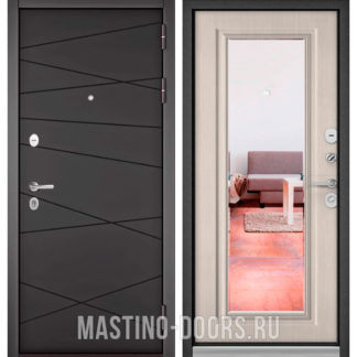 Входная дверь с зеркалом Мастино Trust Mass Графит софт 9S-130/Ларче бьянко 9S-140