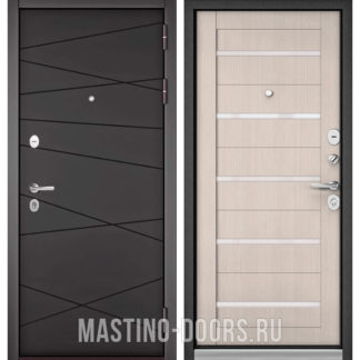 Стальная дверь со стеклом Мастино Trust Mass Графит софт 9S-130/Ларче бьянко CR-3